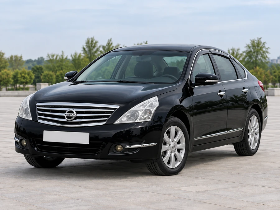 Чёрный Nissan Teana, год выпуска ориентировочно 2010